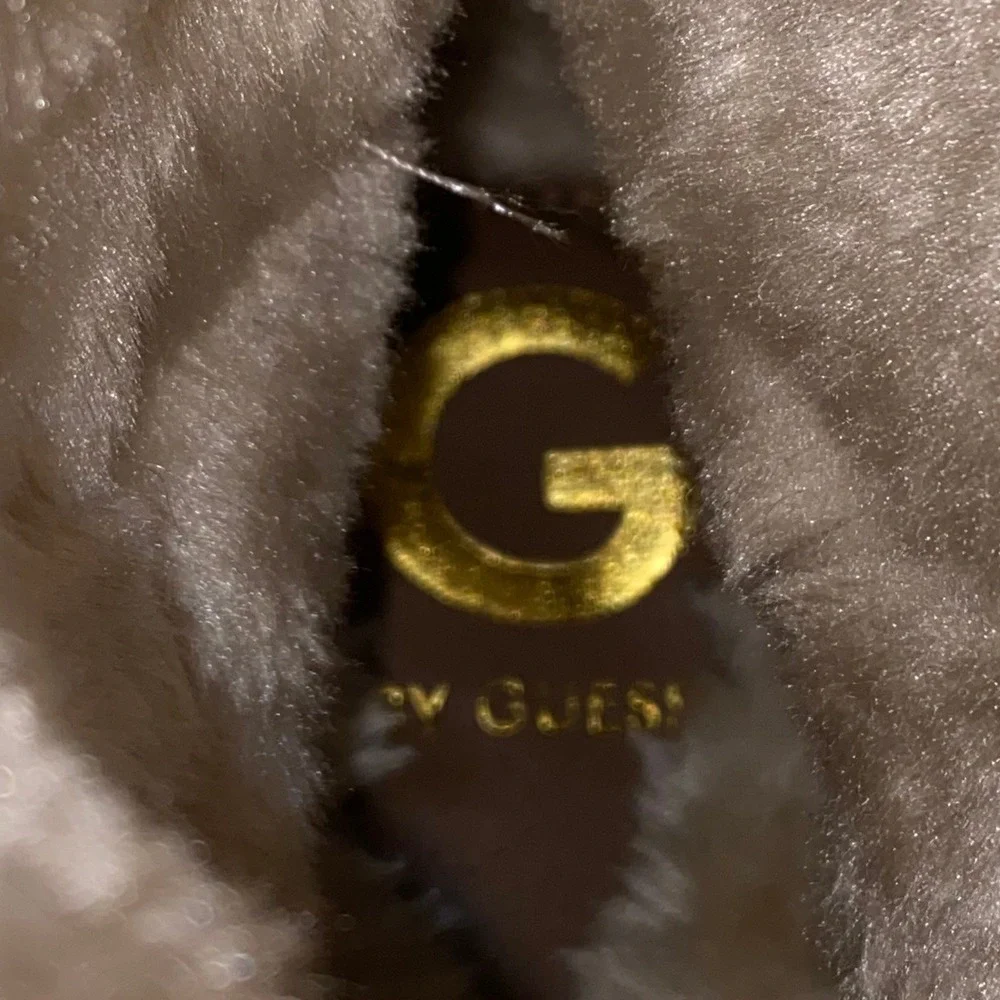 Guess Cozy Tan Faux Fur Buckle Detail Winter Boots Mid Calf Y2K Booties - 8